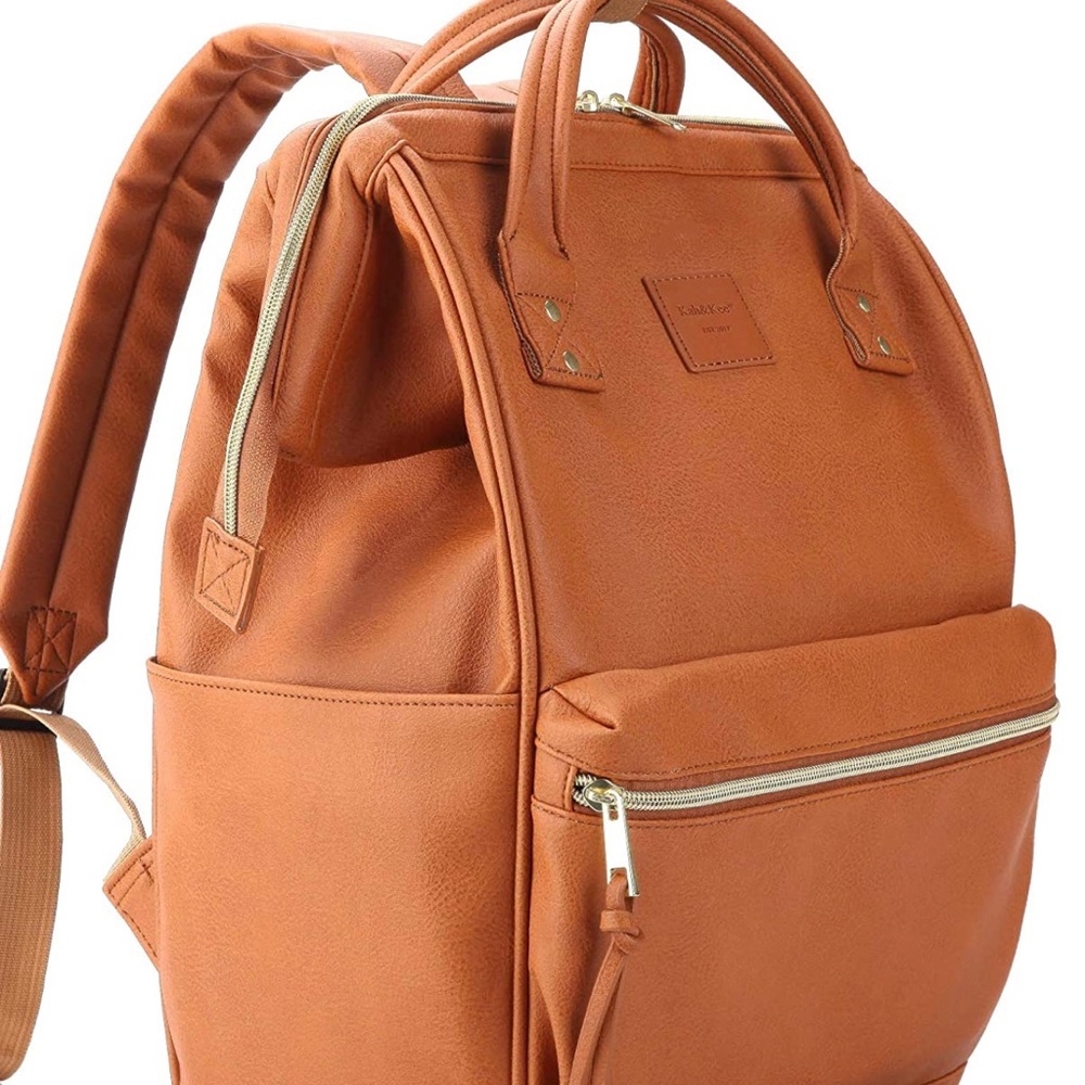 Kah&Kee Faux-Leather Backpack Bag with Laptop